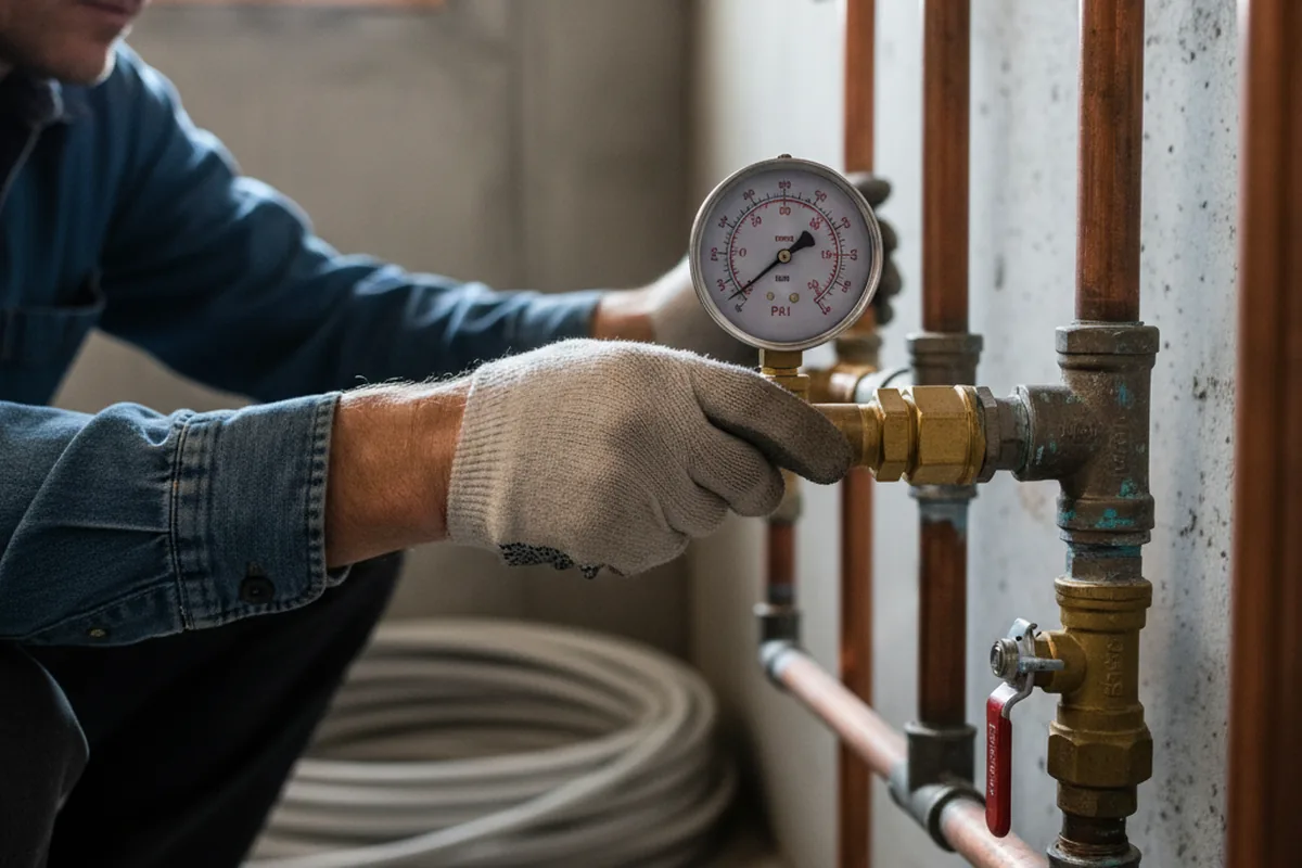 Pressure testing a repaired line during Water Line Repair in Stone Creek